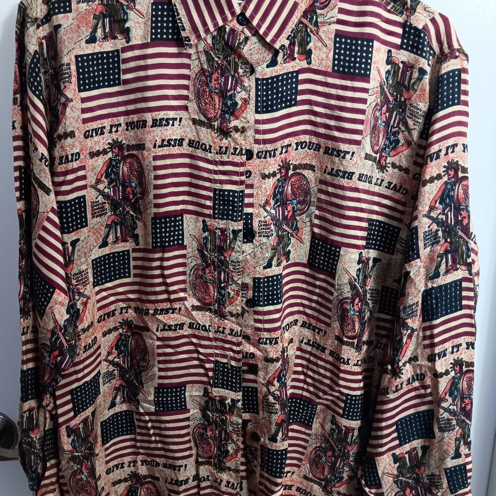GARRY AMERICAN CASUAL VINTAGE SILK SHIRT XL